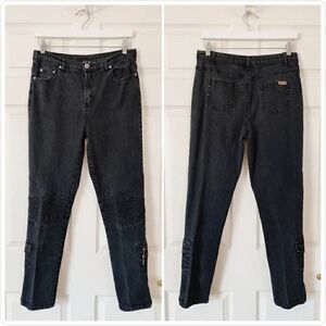 DG2 by Diane Gilman black moto jeans sz 10